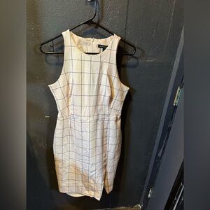 Banana Republic White and Black Grid Work Dress